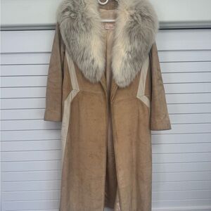 Penny Lane Suede Coat with Fur Collar